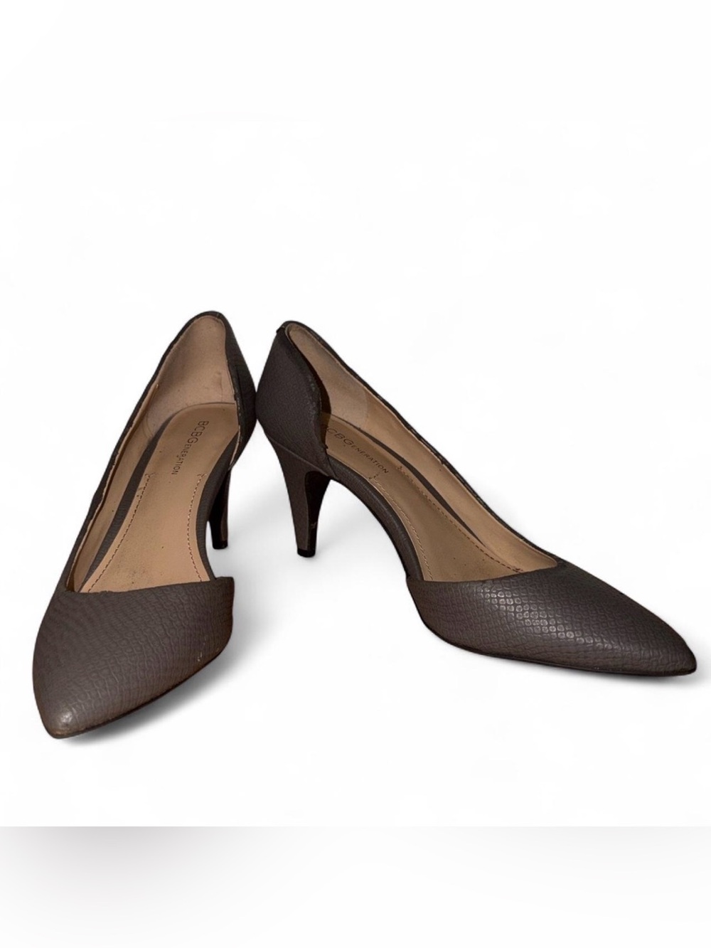 BCBGeneration Brown Textured Pointed-Toe Pumps